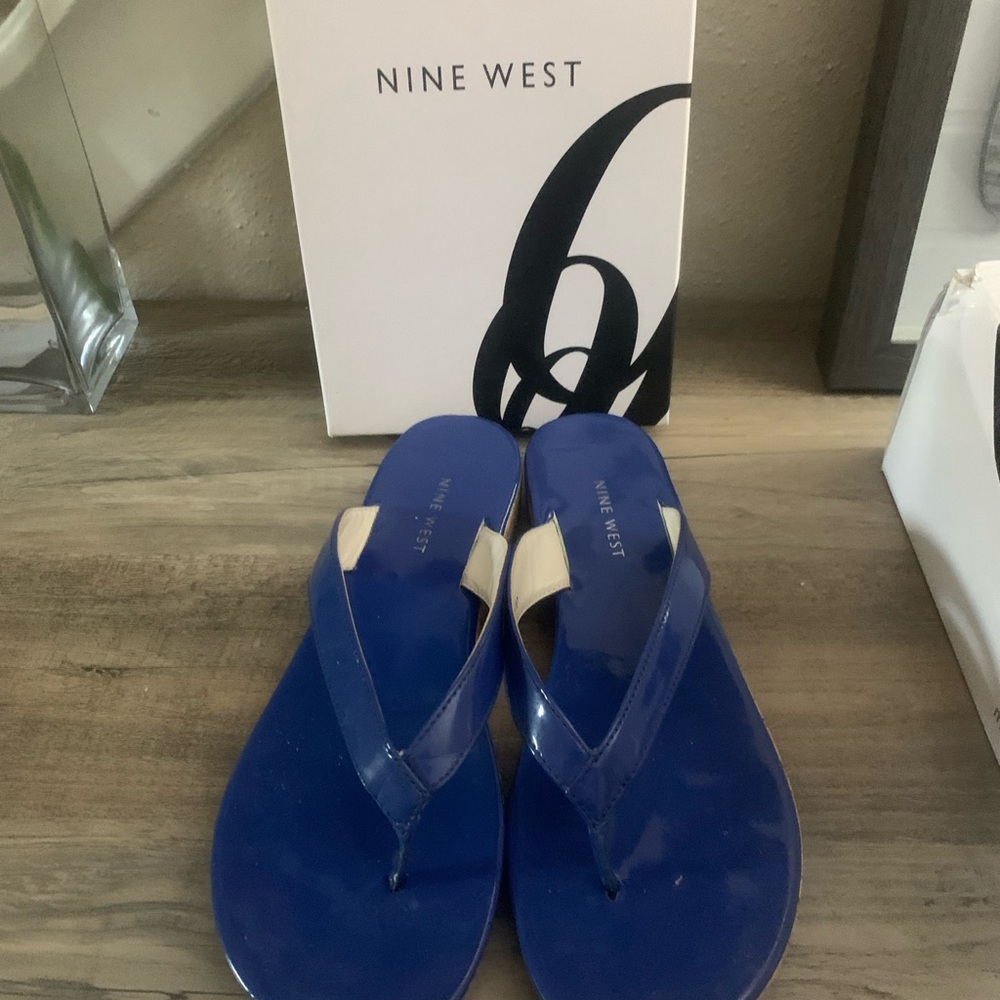 Nine West Glossy Blue Women's Sandals